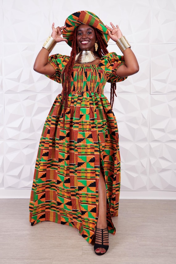 African Print Dress/ African Dress for Women/ Ankara Dress/ Ankara Front Split Dress for Women/ Kente Print/ Plus size