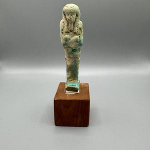 Shabti de loza egipcia antigua, período tardío, 664-332 a. C.