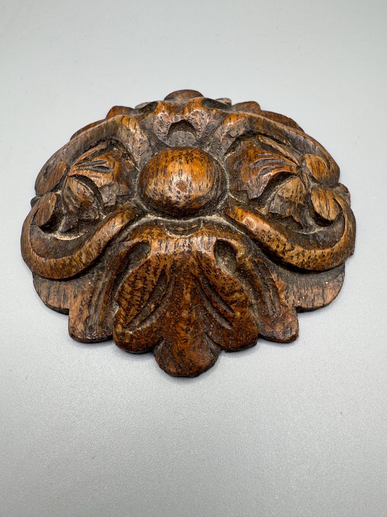 17th Century Wooden Carved Floral Applique Mount - Etsy