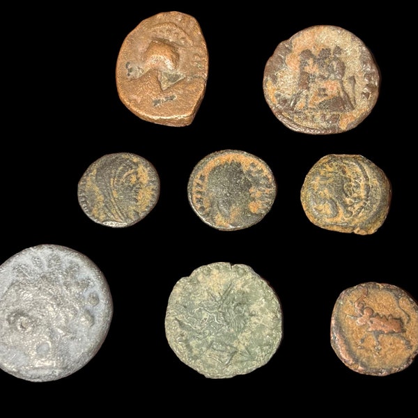 8 authentic ancient Roman and Greek coins