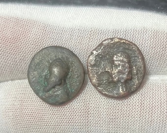 Two Mithridates I of Parthia bronze coins 2nd century BC