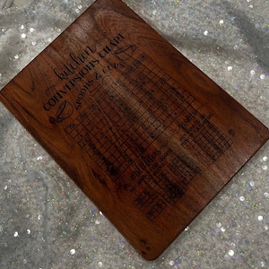 Kitchen Cutting Board with Engraved Conversion Chart, Wooden Cutting Board with Engraved Measurements, Custom engraved