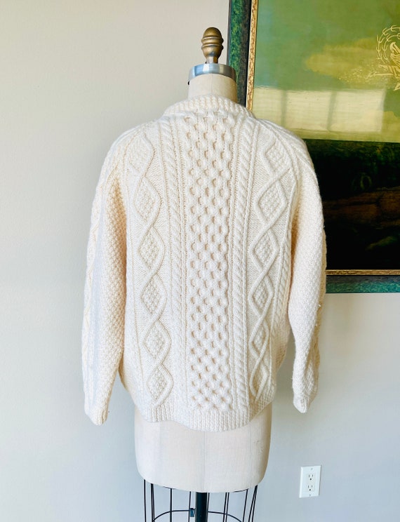 Vintage Irish Handknit Wool Sweater, Cream Color … - image 4