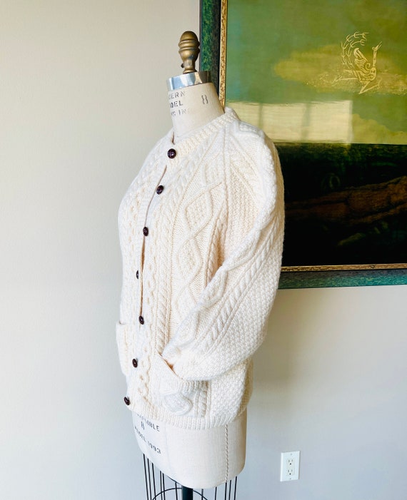 Vintage Irish Handknit Wool Sweater, Cream Color … - image 6