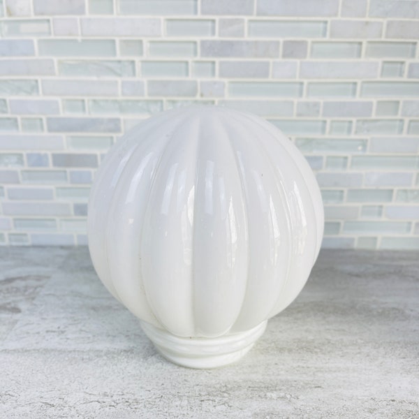 Glass Replacement Globe Vintage 3 Point Notch And Turn Style FItter Round Ribbed White Globe Replacement Light Shade 3" Fitter