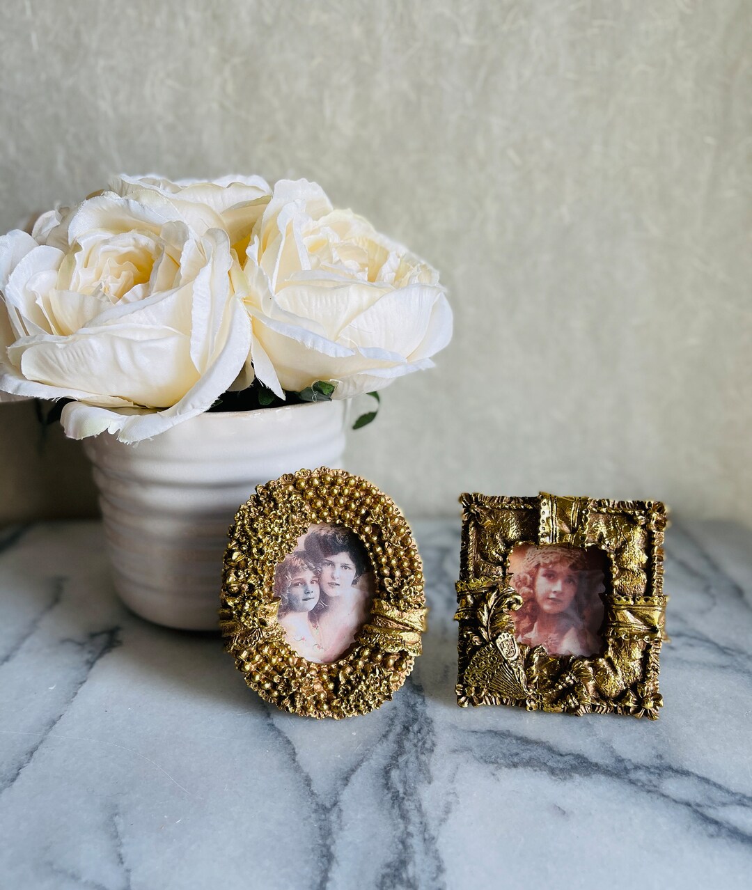 Set of 2 Mini Picture Frames Gold Mini Picture Frames Etsy