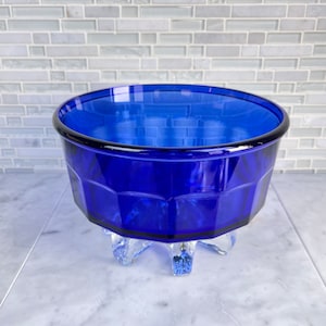 Arcoroc France Cobalt Blue Large Glass Serving Bowl Casserole Dish, Cobalt Blue Glass Salad Serving Bowl, Made in France