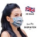 Face Mask, Filtered Face Mask, Washable Face Mask, Made in UK, Same Day Shipping, Unisex, Cotton, Reusable, Breathable 
