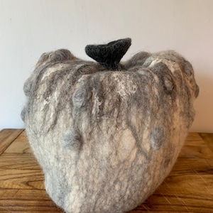 Large Wet Felted Tea Cosy - Pumpkin/Gourd - Unique Gift for Tea Lover, Handmade Wool Felt, Table Art