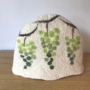 Large Wet Felted Tea Cosy - Grapes - Unique Gift for Tea Lover, Handmade Wool Felt, Table Art