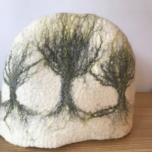 Medium Wet Felted Tea Cosy -  Unique Gift for Tea Lover, Handmade Wool Felt, Table Art