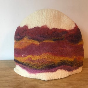 Large Wet Felted Tea Cosy - Unique Gift for Tea Lover, Handmade Wool Felt, Table Art
