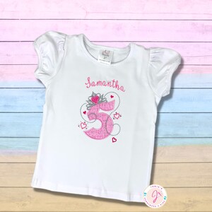 Princess Birthday Personalized Shirt: Embroidered Crown Tiara Top, Girls 1st-6th Birthday Tee
