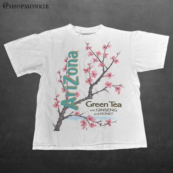 トップス greeny Arizona flower tee Arizona Green Tea Graphic T-shirt, Retro Y2K Cherry Blossom Print