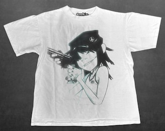 Gorillaz Band Tee, Grunge Vintage Graphic Shirt, Retro Noodle, Y2K, Oversized Cotton