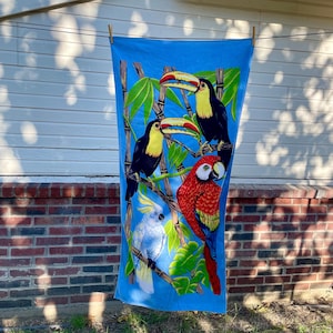 Vintage 80’s Tropical Bird Beach Towel