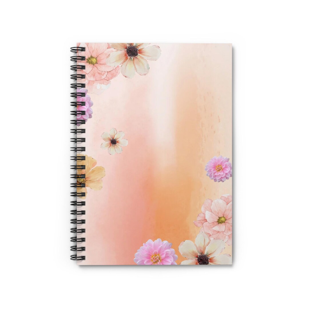 Floral Spiral Notebook - Dreamy Pastel Design, Vintage Floral Journal ...