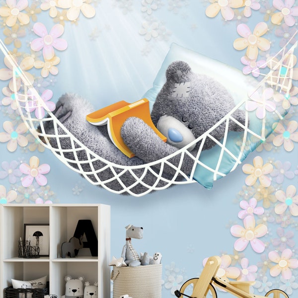 Kids Wallpaper Cute Bear On a Hammock Wall Murals for Nursery Kidsroom Childroom Bedroom Baby Shower