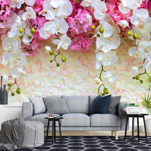 Hummingbird and Orchid Flowers Peel and Stick Wall Mural - Etsy