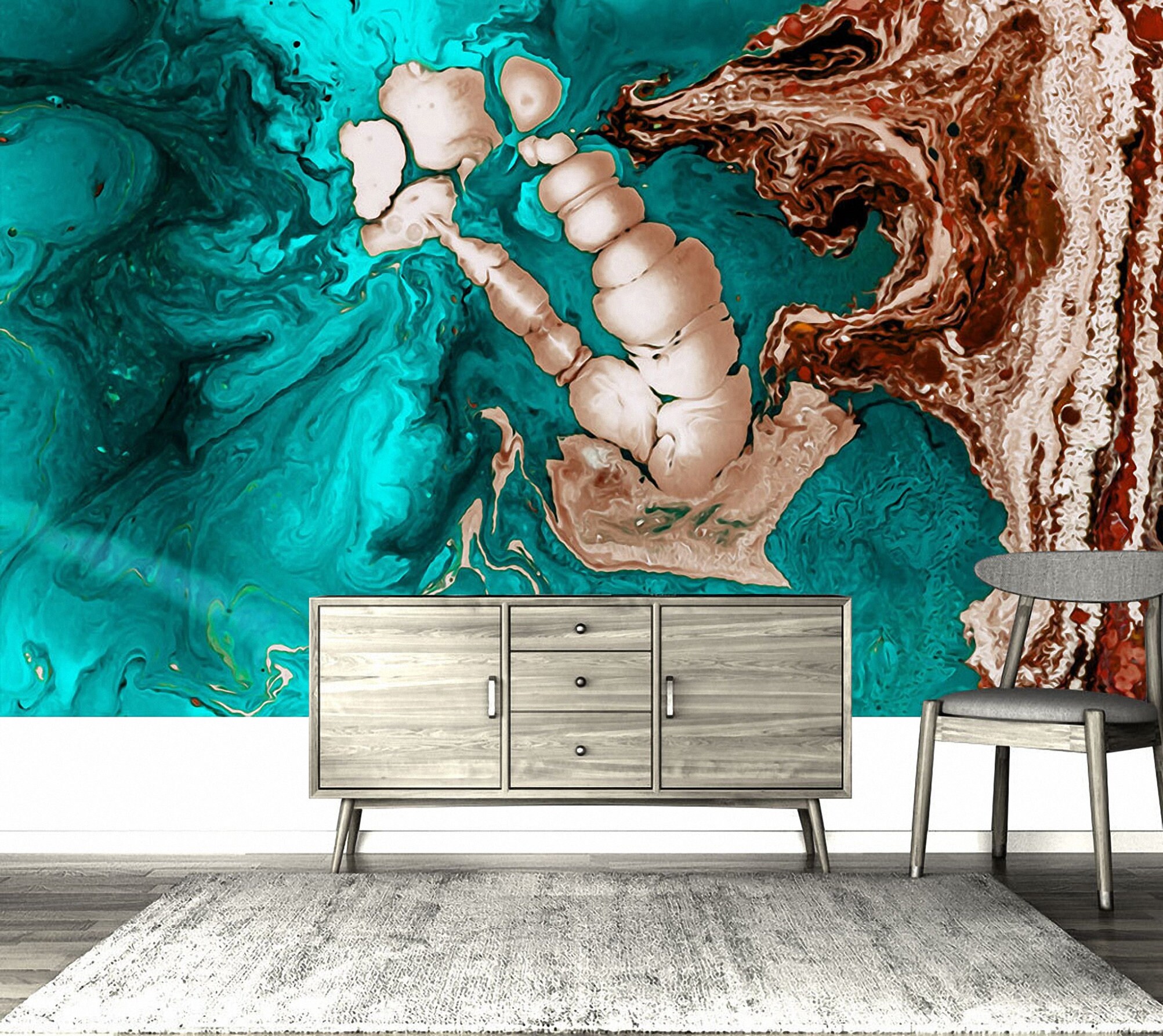 Watercolor Marble Wallpaper Fluid Abstract Colorful Peel and - Etsy