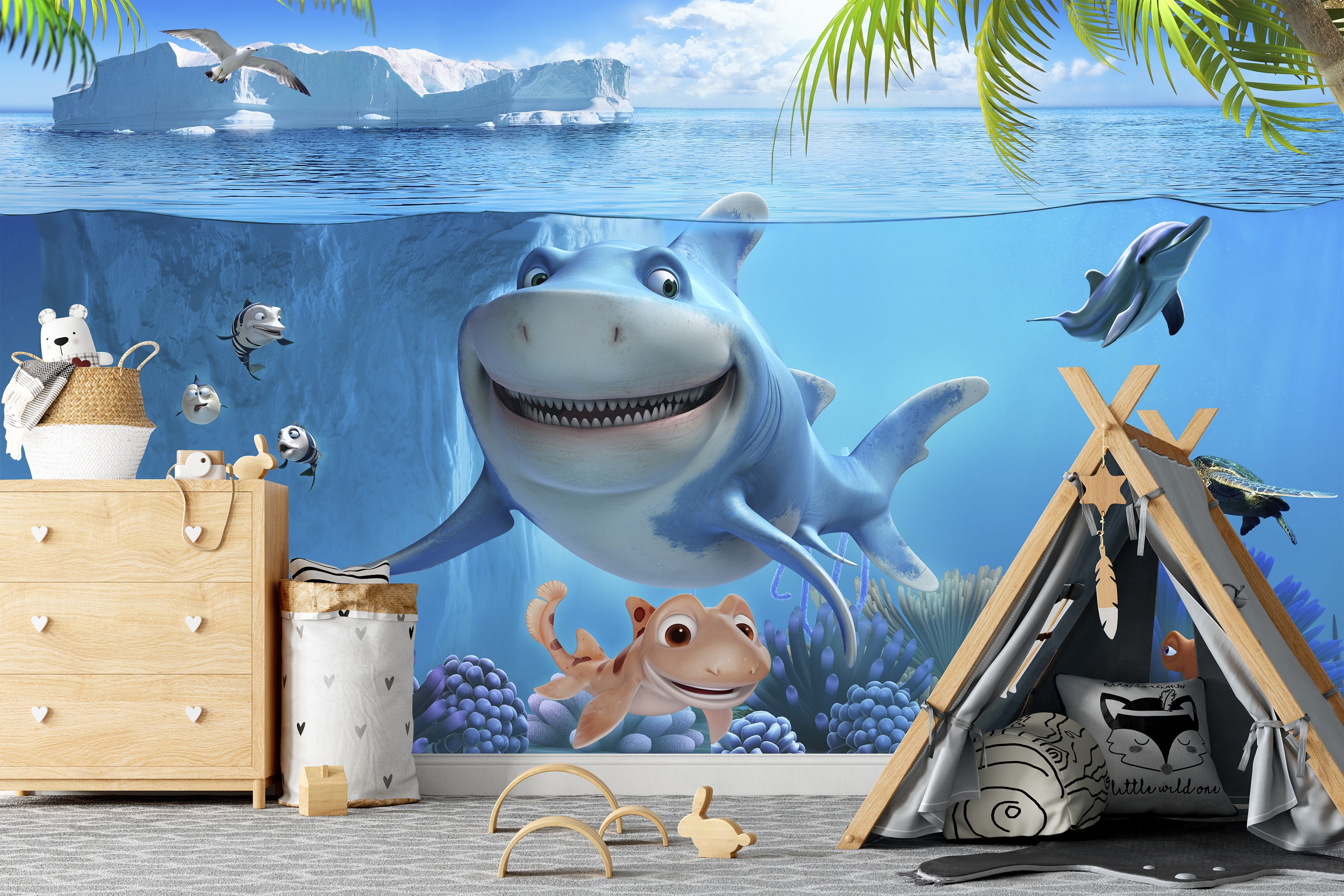 3D Shark Cartoon Underwater Ocean Wallpaper Sea Life Fierce - Etsy Sweden 3D Shark Cartoon Underwater Ocean Wallpaper Sea Life Fierce - Etsy Sweden