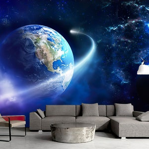 Galaxy Wallpaper Nebula Planet Earth Space Peel And Stick Removable Non Woven Self Adhesive Wall Mural