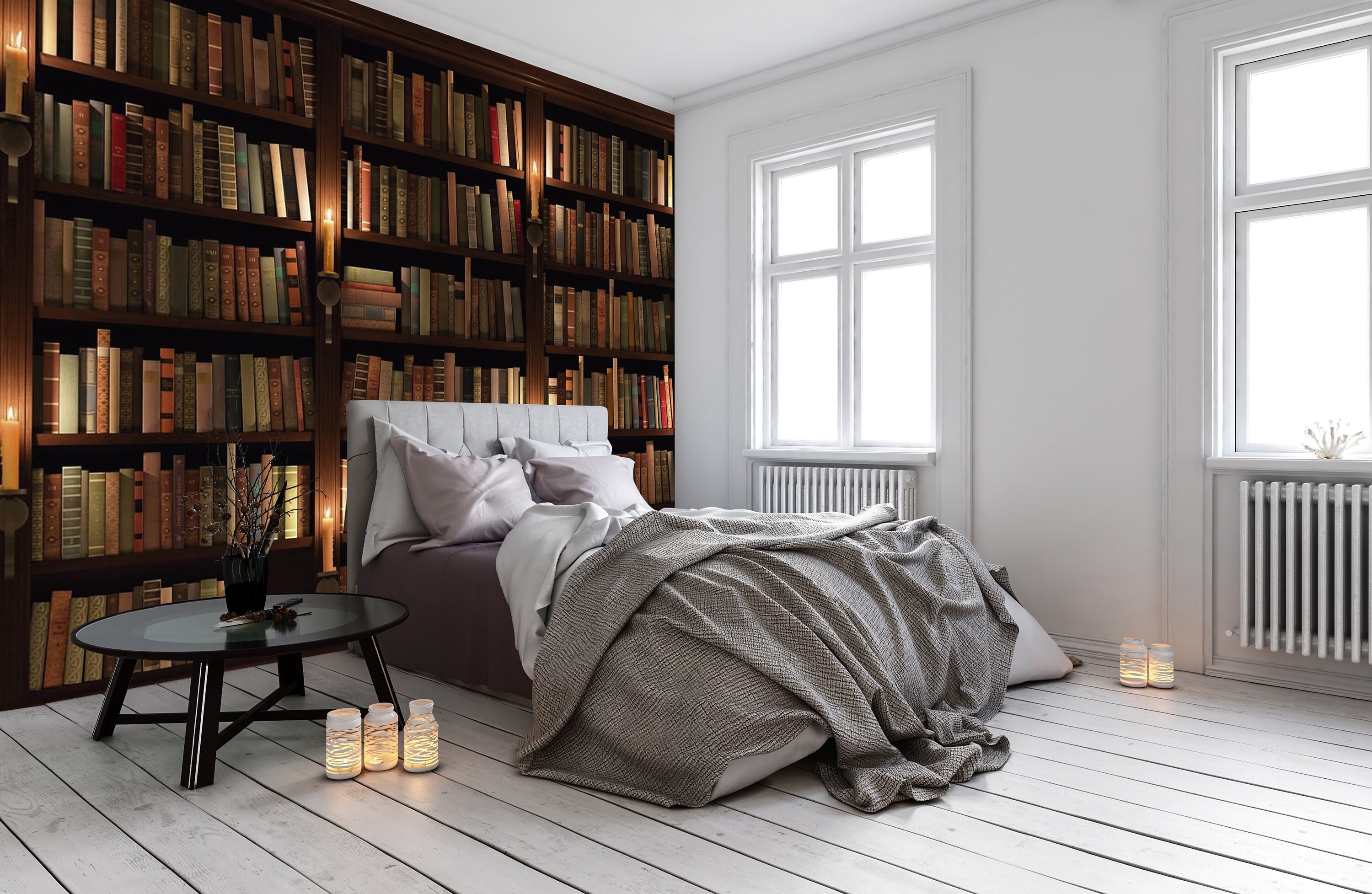 Bookshelf Wallpaper Bookcase Library Texture Old Faux 3d Etsy UK