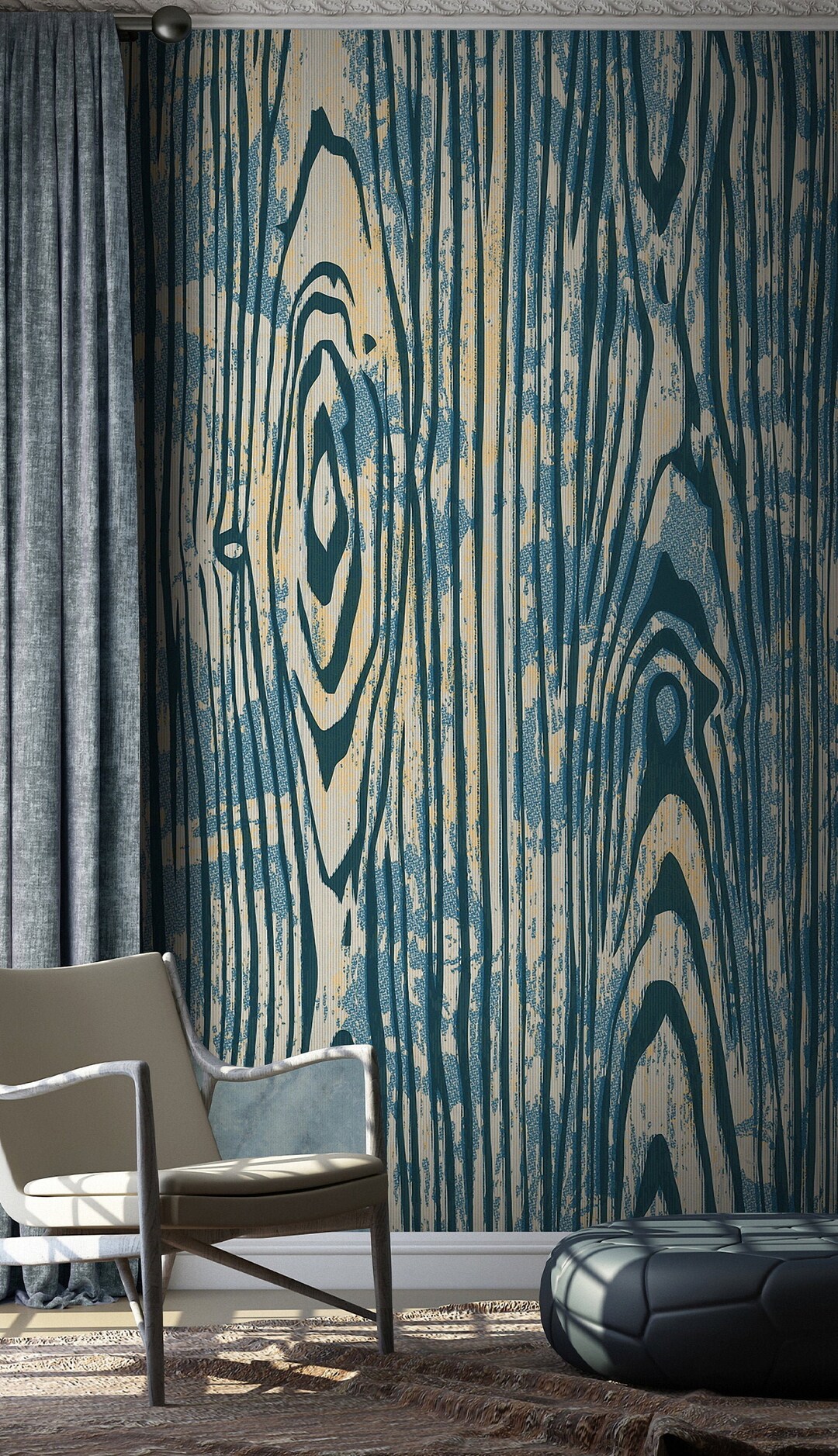 Blue Wood Effect Wallpaper Wooden 3d Peel and Stick Non Woven Etsy