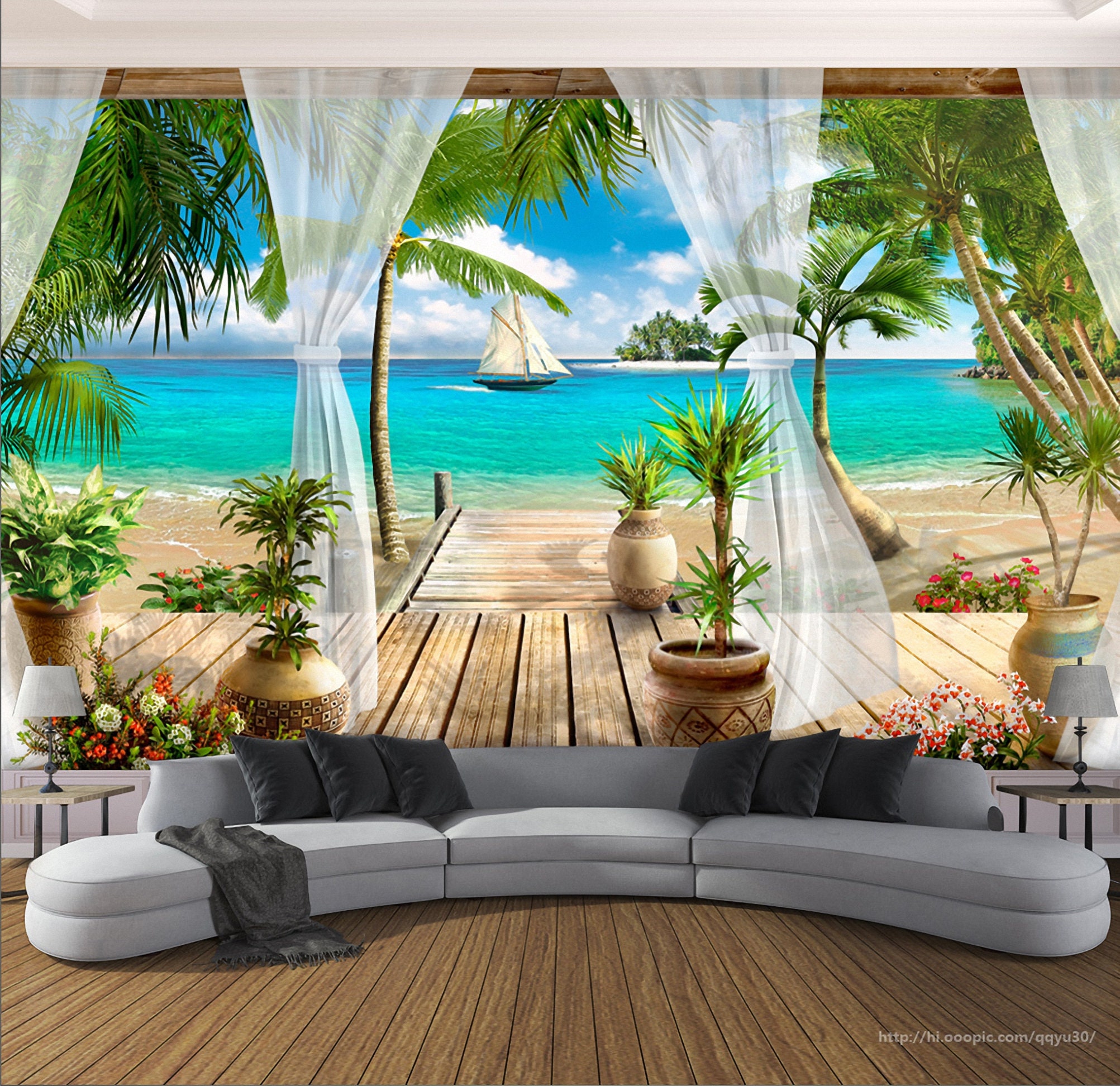 Beach Self Adhesive Wallpaper Sea Ocean 3d Wave Landscape Etsy