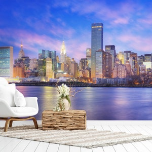 City Wallpaper New York Skyline Panorama NYC Cityscape Skyscrapers Peel and Stick Removable Self Adhesive Wall Mural Bedroom Decor image 1