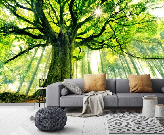 Nature Wallpaper Green Forest 3d Landscape Peel And Stick Removable Non ...