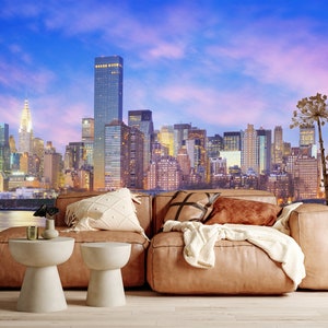 City Wallpaper New York Skyline Panorama NYC Cityscape Skyscrapers Peel and Stick Removable Self Adhesive Wall Mural Bedroom Decor image 3