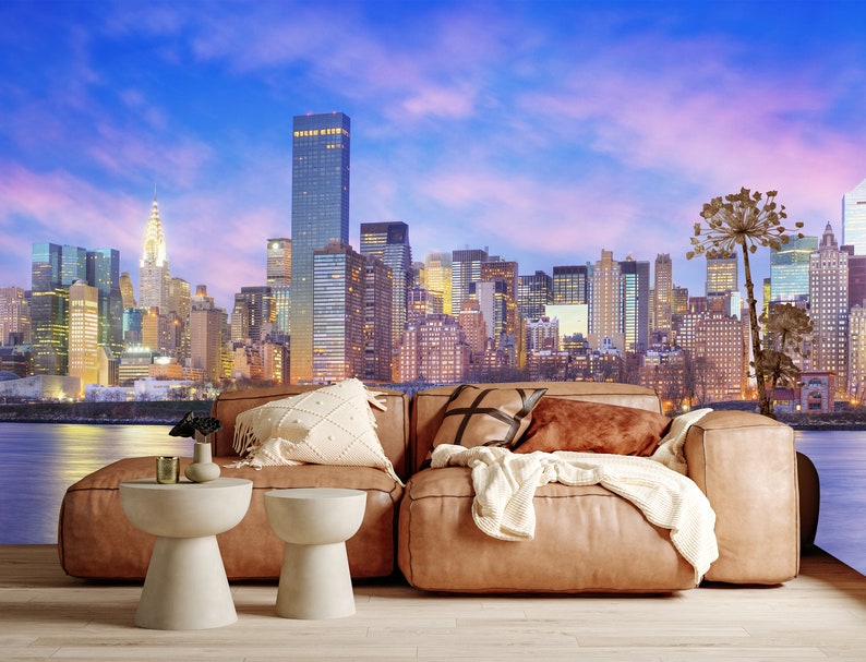 City Wallpaper New York Skyline Panorama NYC Cityscape Skyscrapers Peel and Stick Removable Self Adhesive Wall Mural Bedroom Decor image 3