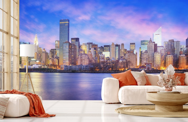 City Wallpaper New York Skyline Panorama NYC Cityscape Skyscrapers Peel and Stick Removable Self Adhesive Wall Mural Bedroom Decor image 5