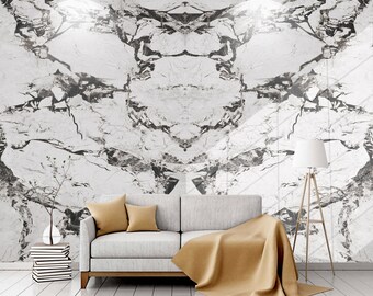 White Marble Wallpaper - Etsy