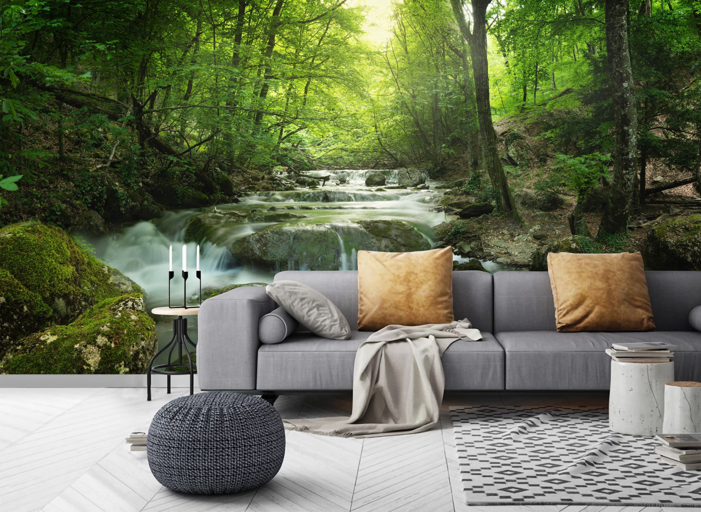 Nature Wallpaper Green Forest 3d Landscape Peel And Stick Removable Non ...