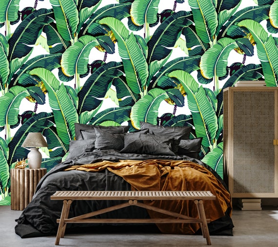 Banana Leaf Wallpaper Palm Tropical Modern Removable Non Woven - Etsy UK Banana Leaf Wallpaper Palm Tropical Modern Removable Non Woven - Etsy UK