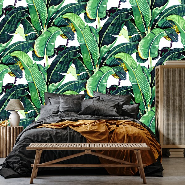 Banana Leaves Wallpaper Etsy