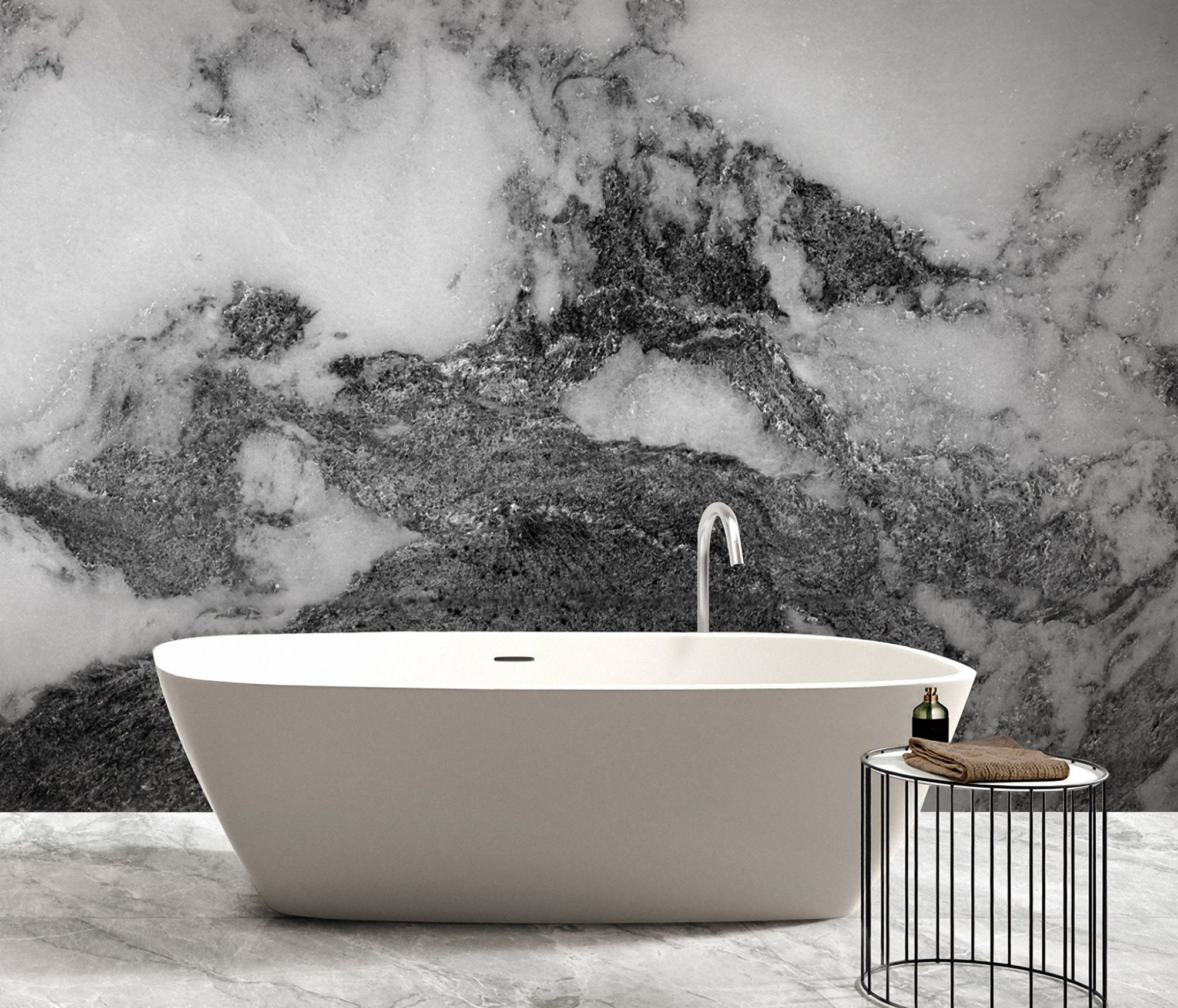 Gray Marble Wallpaper Stone Abstract Aesthetic  Non Woven Self Adhesive Peel And Stick Wall Mural
