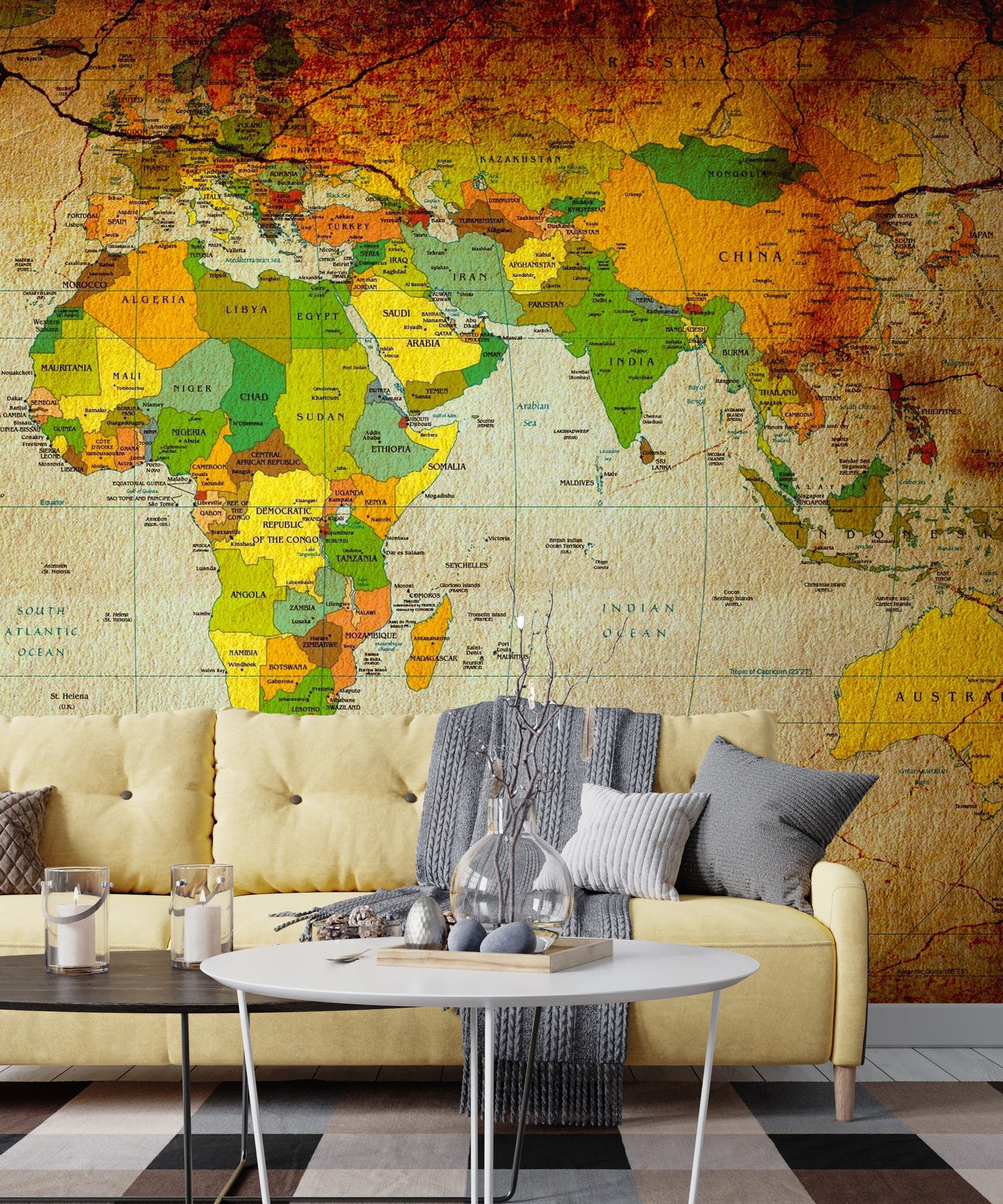 Extra Large World Map Wallpaper Peel and Stick Self Adhesive Etsy