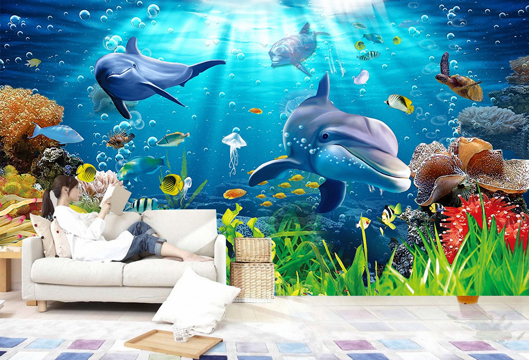 Underwater Wallpaper Sea Ocean 3d Kids Nursery Peel and Stick - Etsy