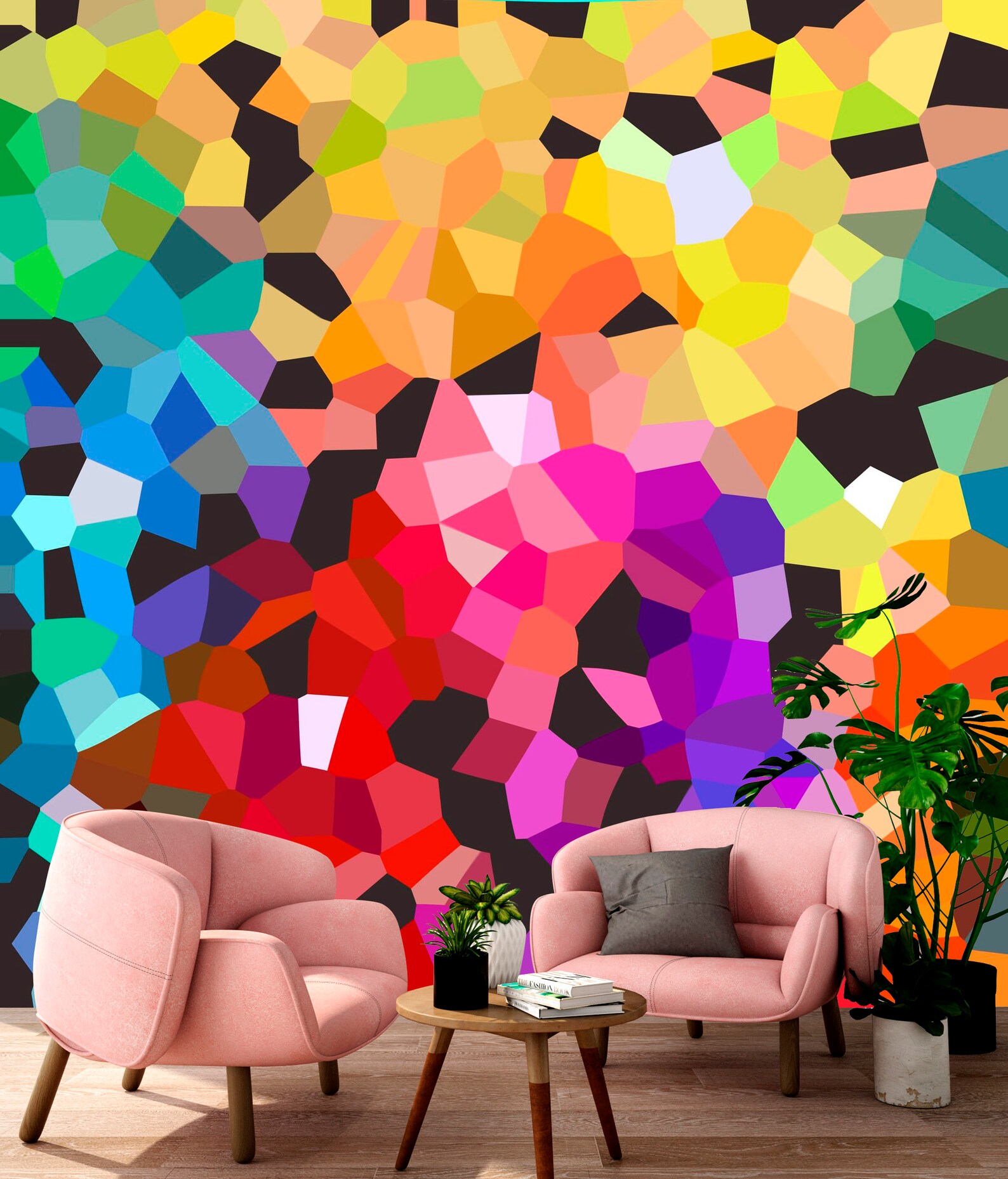 Abstract Peel and Stick Wallpaper Purple Colorful Cool Pink Etsy