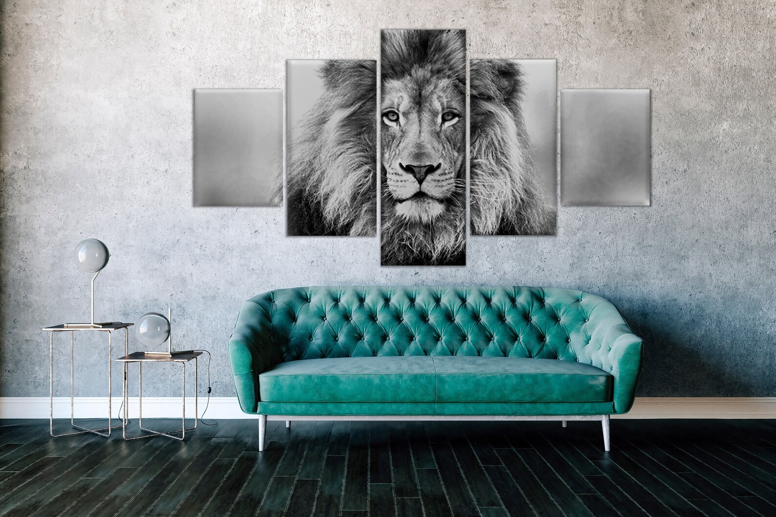 Black and White Blue Eyed Lion Extra Large Canvas Wall Art Etsy