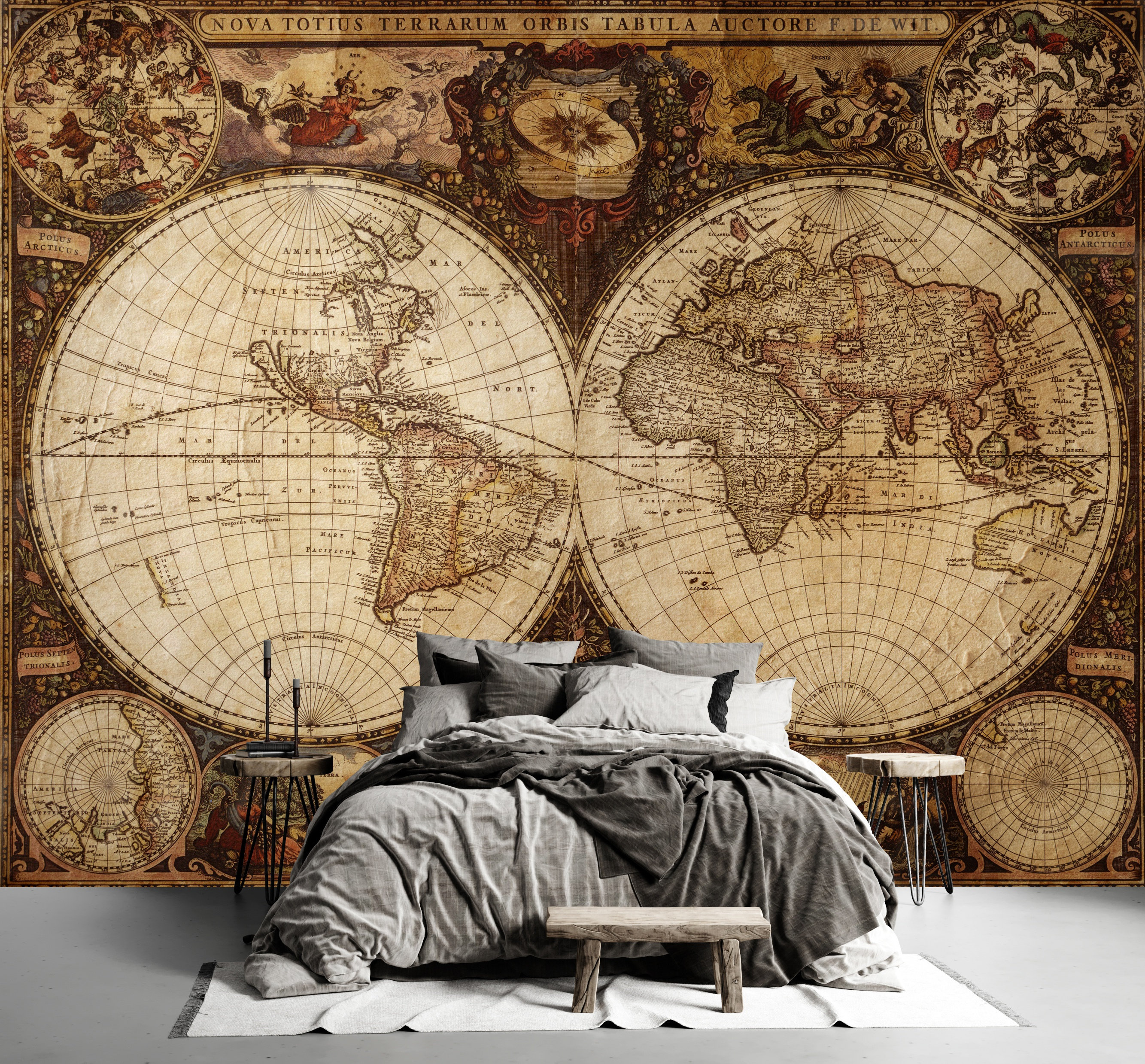 World Map Wallpaper Peel and Stick Self Adhesive Wall Mural Etsy