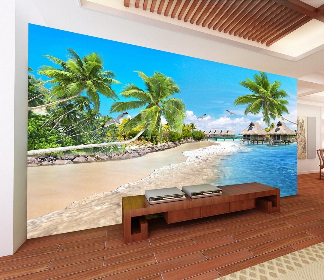 Beach Peel and Stick Wallpaper Sea Ocean 3d Wave Landscape Nature Removable Self Adhesive Wall