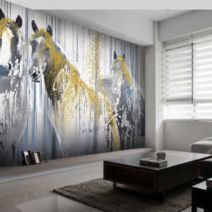Horse Wallpaper Animal 3d Peel And Stick Removable Non Woven Self Adhesive Wall Mural