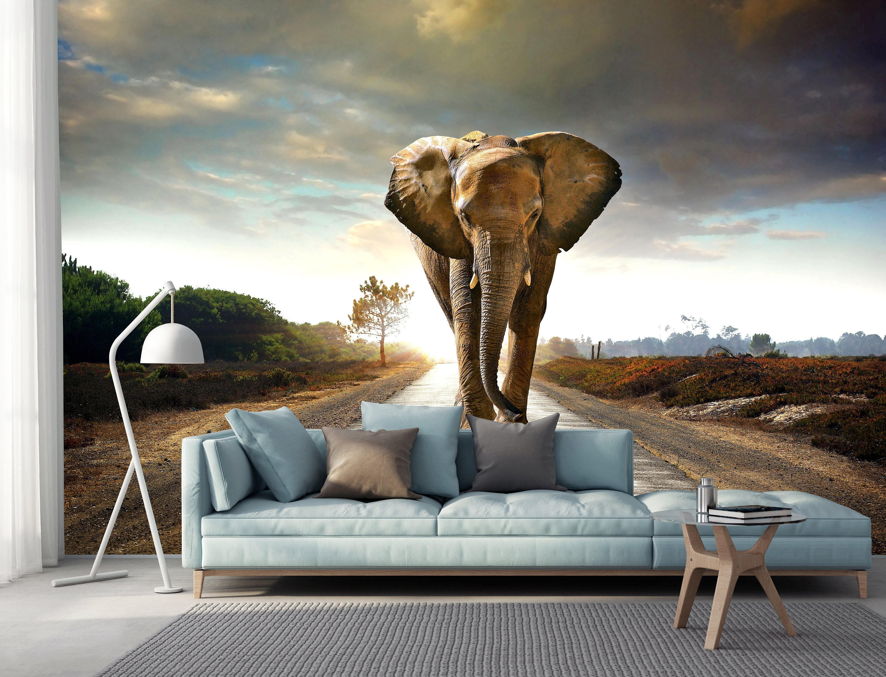 Elephant Wallpaper Animals Removable Peel and Stick Self Etsy