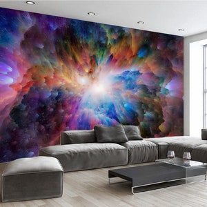 Universe Peel And Stick Wallpaper Space Cosmic Galaxy Universe Spaceship  Non Woven Self Adhesive Wall Mural