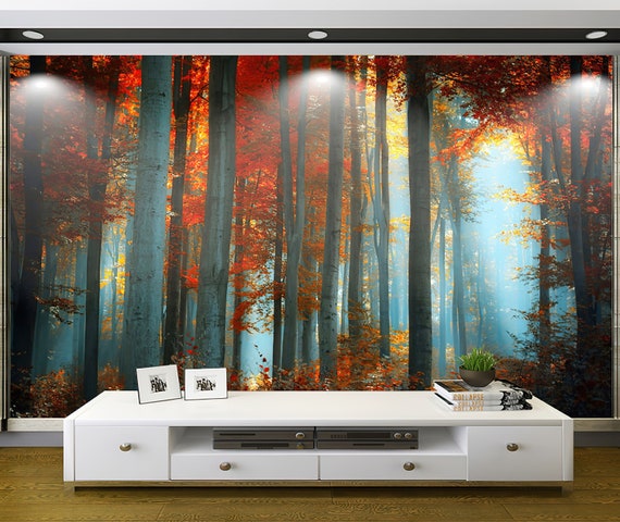 Forest Wallpaper Enchanting Birch Tree Nature 3d Landscape | Etsy