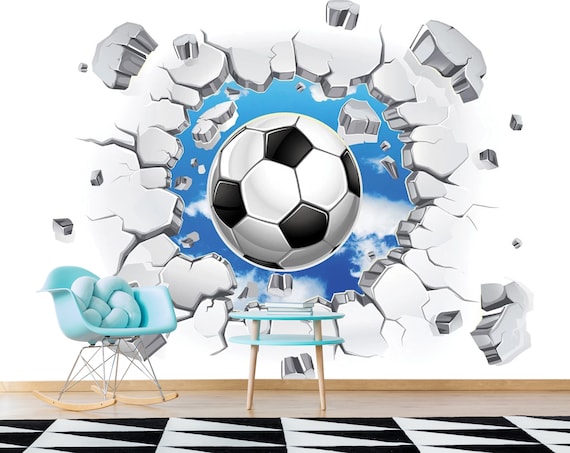 Kids Football Wallpaper Ball Nursery Cartoon Boy Room Peel and - Etsy UK Kids Football Wallpaper Ball Nursery Cartoon Boy Room Peel and - Etsy UK